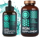 WILD POLTTOAINE Rautatabletit naisille, joilla on foolihappoa ja nestemäistä klorofylliä ja Spirulia naisten terveyttä ja detox Bundle