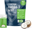 Coromega MAX 2400mg Omega-3 Fish Oil + D-vitamiini puristaa Packets, Wild-Caught, Ei kalamaista makua - 3X Parempi imeytyminen kuin Softgels, tukee aivojen ja sydämen terveys (90 tarjoilut, Coconut Bliss)