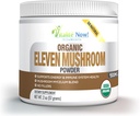 Luomu 11 Mushroom Powder - USDA Certified - Lion's Mane, Reishi, Cordyceps, Maitake, Shiitake, Turkey Tail, Chaga, Zhuling, Wood Ear, Poria Cocos, Hime-Matsutake - Immuniteetti & Energy, Ei täyteaineena
