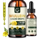 (2 pakkaus) Mullein Drops for Keuhkojen - Keuhkojen puhdistus ja hengitysteiden tuki, Tehokas 4 in 1 Mullein Leaf Extract kanssa Elderberry, Marshmallow juuri ja oranssi kuori Bronchial tukea, 1 Fl Oz