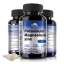 Kalium Magnesium Supplement 1000 mg,Magnesium Kaliumsinkki jalkakramppeille, korkea imeytyminen Magnesiumkompleksi, vegan (60 kapselia)