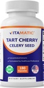 Vitamatic Tart Cherry 20X uute sellerin siemenellä 10X Voiöljyuutteet - - 180 kasviskapselia - Kasvissyöjä, ei-GMO:t ja gluteeniton