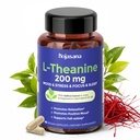 L Theanine 200 mg saffronilla, GABAlla, magnesiumglusinaatilla ja B6-vitamiinilla L-Theaniinilisällä Advanced Complex Formula for Mielialan rentoutumista ja stressiä lievittävää & unitukea, 60 vegan kapselia