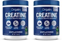 Orgain Creatiini Monohydraatti Micronized Powder,100 tarjoilut, Ei makua,Tukee lihasten kasvua,Post Treout Recovery ja aivojen terveys,ei keinotekoisia lisäaineita, miehille & naisille, Vegaani,(Pakkaus 2)