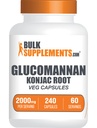 BulkSupplements.com Glucomannan kapselit - kuten Konjac Root Extract, Glucomannan lisäravinteet, Herbal Supplement - Gluteeniton, 4 kapselia per tarjoilu, 240 Count (Pakkaus 1)