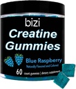 Bizi Creatine Gumys for Men & Women - 1g Creatine Monohydraatti per Gummy - Watermelon Flavor - Treenaus, lihasten kasvu, ja Recovery täydennysosa- Vegaani & Gluteeniton (60 ct) (Sininen Vadelma)