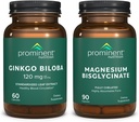 Merkittävä ravitsemus Kognitiivinen terveystuki Bundle - Ginkgo Biloba Supplement & Magnesium Bisglysinaatti täydentää