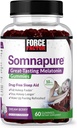 FORCE FACTOR Somnapure Gummies melatoniini 10 mg aikuisille, Non-Habit-Forming, Natural Sleep Aid for Deep Sleep, Pidempi, Herätys Päivitetty, Dream Berry Flavor, 60 Count (Pack of 1)