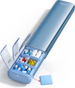 Vaydeer 7 Day Weekly Pill Organizer (Tuki 2 Kertaa päivässä), Metalli Matka pilleri tapauksessa, suuri kapasiteetti Päivittäinen söpö pilleri laatikko täydentää, pillereitä, vitamiineja ja lääkkeitä (sininen)