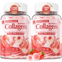 2Pack Sokeriton Hydrolysoitu Collagen Peptide täytetyt Gummies for Women & Men, 1500 mg proteiini tyyppi I, II, III, V, X, 5000 mcg Biotiini C-vitamiini E D3 B6 B12 varten Immuunin digestio ihon hiuskynnet, luu