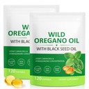 Oil Oregano Softgels 6000mg, 2 in 1 Formuloitu musta siemenöljy 200mg, Immuunituki, Oregano Oil Kapselit Organic, Natural Defense Supplement, Ei-GMO, Helppo niellä, 240 Softgels