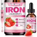 Liquid Iron Supplement for Women Men & Kids Multivitamiini Iron Drops Folaatti, C-vitamiini, B6, B12, Sinkki Anemia, Rautapuute, Verenrakennus, Energia - Natural Mansikka maku, Vegan 2 Fl Oz