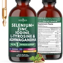 Kilpirauhasen tukidropit - Selenium, Sinkki, Jodi, L Tyrosine, Ashwagandha, Turmeric, Schisandra Guggu, Cayenne, Basil - Liquid Supplement Folaatti kuparialkoholi - Free, Vegan, ei-GMO 2 oz