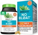 Zenwise Health No Bloat Dgestive Enzymes for Gut Health, Gas & Bloating Relief - Multi Entsyymit Digestion täydentää probiootit, inkivääri, Turmeerinen voide & laktaasi - miehet & naiset - 100