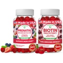 Lunakai Prenatan ja Biotin Gummies Bundle - Raskaus Multivitamiini Gummy Iron & Folic Acid - Hiusten iho ja kynnet kasvu täydentää C-vitamiinia ja E - 30 päivän tarjonta