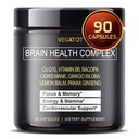 VEGATOT Brain Booster Brain Health Complex Supplement tiivistetty CoQ-10 VIT B6 Lion Mane Biloba sitruuna balm Ginseng - Focus muisti energiaa