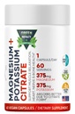 Magnesiumsitraatti + kalium 60 Premium Vegaanikapselit(Citrate 375 mg) + (375 mg Kalium) Ei GMO, Gluteeniton - Korkea Imeytyminen täydentää valmistettu Yhdysvalloissa