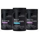 Sports Research Vegan Biotin 10 000 mcg Coconut Oil, Multi Collagen Pills (tyyppi I, II, III, V, X) Hydrolysed Collagen Peptides with Hyaluronic Acid + C-vitamiini & Phytoceramids 350 mg per Softgel