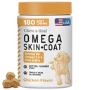 Lohiöljy koirille - 180 Soft Chew Omega Treats for Skin and Coat - Fish Oil Blend of Essential Favoids, Omega 3 ja 6, Vitamiinit, Antioksidantit ja Minerals - valmistettu USA