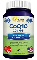 aSquared Nutrition CoQ10 200mg - 60 kapselia - CO Q 10 täydentää - Coenzyme Q10 Ubikinonin pillereitä - Vegan CoQ-10 extra antioksidantti vitamiini - Vaihtoehto Softgels & Gummies