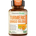 Ginkgo Biloba lisäravinteet kurkumalla ja mustapippurilla korkeaan imeytymiseen - Ginko Biloba -kapselit Curcuma for Focus, muistituki, Joint & Brain Health - nonGMO - 180 vegan -kapselit