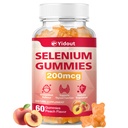 Seleeni täydentää kilpirauhasen tukea Gummies 200 mcg kuin energia Booster naisten ja miesten, persikka maku (60 Count(Pakkaus 1))