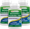 Best Naturals, Glukosamiini Chondroitin MSM lisäravinteet, 2600 mg per tarjoilu, 90 kapselia (90 laatikko 3)