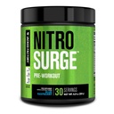 Jacked Factory NITROSURGE Pre Treenout täydennysosa - Energy Booster, Instant Strength Gains, Clear Focus & Intense Pumput - NO Booster & Powerful Preworkout Energy Powder - 30 tarjoilut, Sininen Vadelma