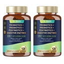 Totaria (2 pakkausta) 5-in-1 Probiootti Prebiootti & Postbiootti miehille, 60 miljardia PMY 24 kanta, w/digestiivinen entsyymit, liukas jalli, päivittäinen täydellinen Gut Health, digestiivinen ja immuuni tuki