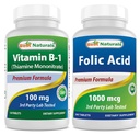 Paras luonnon B1-vitamiini tiamiinimononitraattina 100 mg & Foolihappo 1000 mikrog