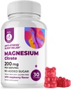 DR. MORITZ Magnesium Citrate Gummies aikuisille - Sokeriton rauhallinen Magnesium Gummies - Tukee kardiovaskulaarisia terveys- vadelma maku - ei-GMO, 200 mg (30 kreivi)