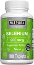 Seleeni 200 mikrog täydennysosa, 180 vegaanitablettia immuunijärjestelmään, kilpirauhaseen, eturauhaseen ja sydämeen*, orgaaninen, luonnonmukainen ja gluteeniton trace mineraali ilman lisäaineita