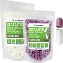 XPRS Nutra Vegan Koko 00 Erilliset kapselit - 500 Count Premium Tyhjät kapselit Erotettu laukkuihin - 00 pillereitä Tyhjä DIY täydennystä (Laventeli/valkoinen)