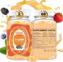 L-Lysine Gummies 1000mg - L-Lysine lisäravinteet lapsille ja aikuisille - Lip and Cold Sore * Tuki naisille - Pureskeltava Lysiini Gummies kanssa B12-vitamiinia - Vegaani, ei GMO, Gluteeniton, 120 Counts