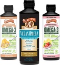 Barlean's Vegan Omega 3 Algae Oil Liquid Supplement Bundle, sisältää pellavansiemeniä ja Algae Oil Blend, Inkivääripersikka, ja vaaleanpunainen sitruunan makuja, EPA ja DHA rasvahapot