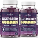 NEW AGE (2-Pack) Premium Elderberry Gummies aikuisille Lapset C-vitamiini, sinkki, Propolis - Sambucus Musta Elderberry Gummy Extract - Gluteeniton & kasvissyöjä - 120 Gummies