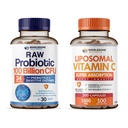 Terveellinen wellness Organic Probiootit 100 miljardia PMY, Dr Formulated naisten ja miesten + Liposomal C-vitamiinin kapselit (200 pillereitä 1500 mg puskuroitu) Korkea Imeytyminen VIT C Bundle