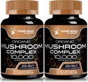 WELLNESS LABSRX Sienilisäkapselit 10:1 uute, Sienikompleksikapselit 1000mg, Lions Mane lisäravinteet Turkki Tail, Cordyceps, Reishi - 2 pakkaus