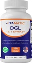 Vitamatic DGL Licorice 3800 mg Ekvivalentti per Serving (10:1 uute 380 mg) - 10X vahvempi - tukee terveitä ruoansulatus- ja hengitystoimintoja - 200 kapselia