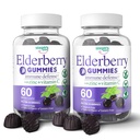 Elderberry Gummies kanssa C-vitamiinia ja sinkkiä - Immuuni Booster Elderberry Gummies aikuisille ja lapsille - Vegaani luonnollisia ainesosia puolustus monivitamiinit antioksidantti tuki (120 Gummies)