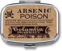 Metalli 2 Osasto Pill Järjestäjä Matkailu Ystävällinen Kannettava Kompakti pilleri Laatikko Söpö pilleri tapauksessa, taskulompakot Päivittäinen Kannettava lääke Vitamiini Tablet Storage (Arsenig Poison)