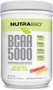 NutraBio BCAA 5000 Jauhe - Fermentoitu haaraketju Aminohapot lihasten kasvua ja hyödyntämistä - luonnon makuja, makeuttajat, ja väritys, vegaaninen, Gluteeniton - mansikka sitruunaa, 60 tarjoilua