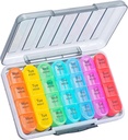 Daviky Weekly Pill Organizer 4 Kertaa päivässä, Kosteus-Proof pillerilaatikko 7 Päivä, Päivittäinen pilleri tapauksessa Lääkkeet Organizer Box Helppo kuljettaa, Matka pilleri Järjestäjä 28 Osastoja pitää vitamiinit ja lääkkeet