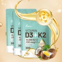 D3-vitamiini 10000 iu Plus K2 (MK-7) 200 mikrog, 300 Coconut Oil Softgels