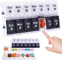 HRX-pakkaus Pill Organizer 2 Kertaa päivässä, Easy Fill & Open Weekly Medicine Box Vitamiini tapaukset 7 päivää PM