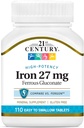 21st Century Iron 27 Mg Ferrous Gluconate Tabletit, 110Count