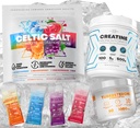 Kelttiläinen suola Elektrolyytit Powder Packets + Creatiini Monohydraatti Powder Supplement + Turkesterone & Tongkat Ali 1000 mg täydennysosa