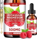 Kalium Magnesiumsitraatin täydennysosa, nestemäinen magnesiumsitraatin droppeja 500 mg Ashwagandha, kalsium, sinkki, D3-vitamiini, B6, B12, CoQ10 - Vegaani 2 fl vadelmamamaku