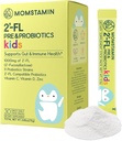 MOMSTAMIN 2'- FL HMO Prebiootit & Probiootit lapsille, 1000 mg Ihmisen maitoa Oligosaccharide 2'-FL Powder, Patentoitu 11 kanta, terve Gut Microbiome, Immunomy & Digestive Supplement, IBS Relief - 30 Sticks