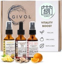 Vitality Boost Bundle Liquid Spray - Ultimate Mushroom Complex, Bromelain, B12 Methylcobalamiini - Täydellinen monivitamiini - Kasvipohjainen, ei-GMO, Gluteeniton, sokeriton 2 Fl Oz (420 päivän tarjonta)